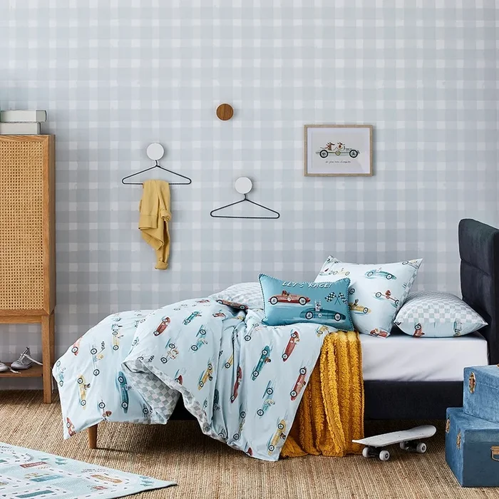 Speedy Raceway Powder Blue Quilt Cover Set