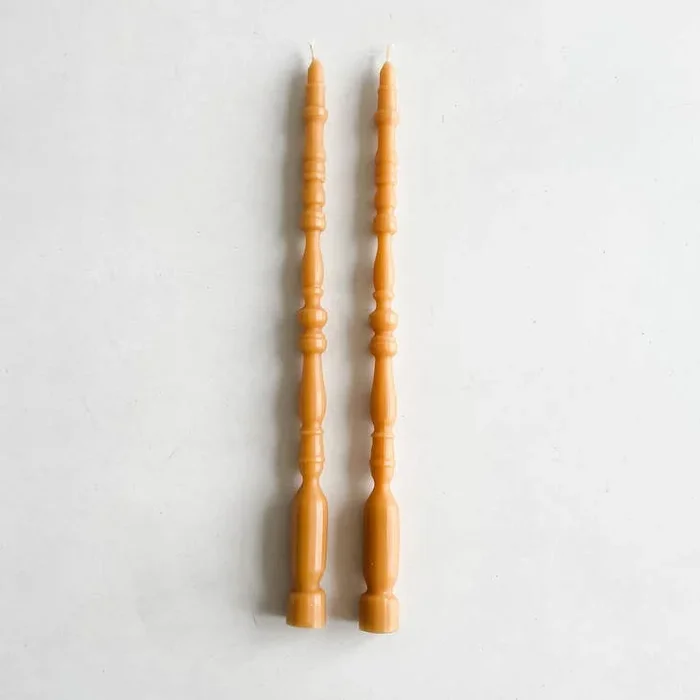 Spindle Leg Taper Candle Pair, Oro