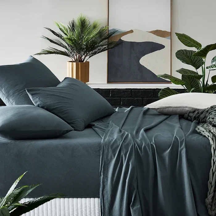 Stonewashed Cotton Dark Slate Sheet Separates