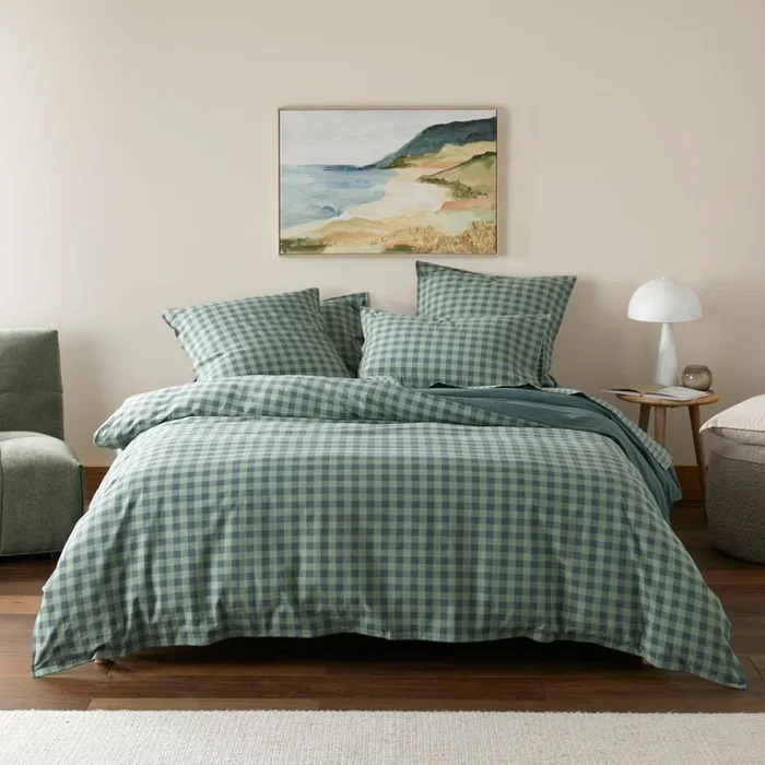 Stonewashed Cotton Gumleaf Gingham Quilt Cover Separates