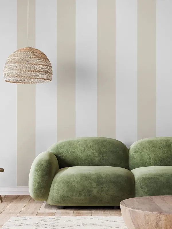 Style Sisters Beige Half Stripe 10M Wallpaper