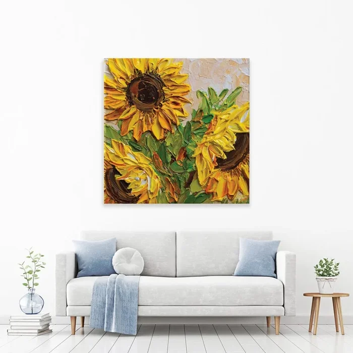 Sunflowers Warmth Square Canvas Print