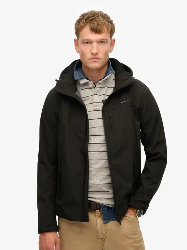 Superdry Black Hooded Soft Shell Trekker Jacket