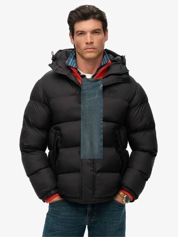 Superdry Black Hooded Tech Padded Jacket