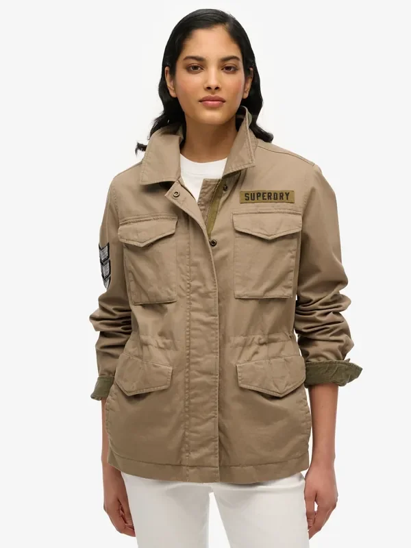 Superdry Brown Embellished M65 Military Jacket