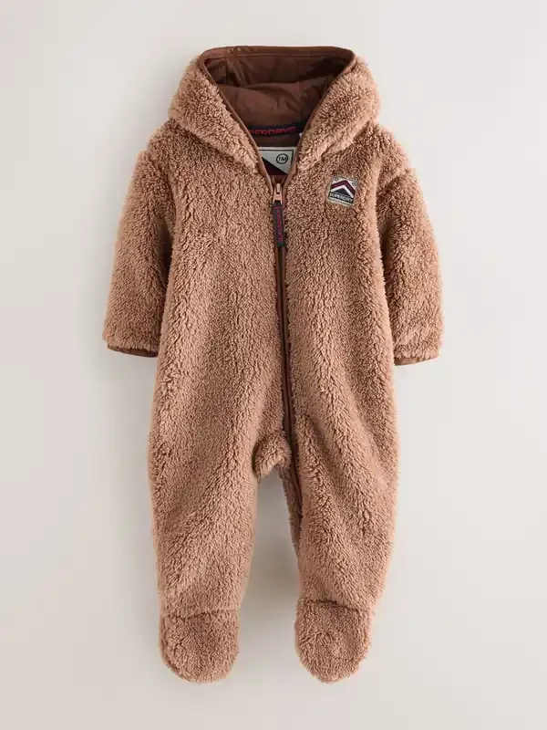 Superdry Brown Teddy Fleece Pramsuit