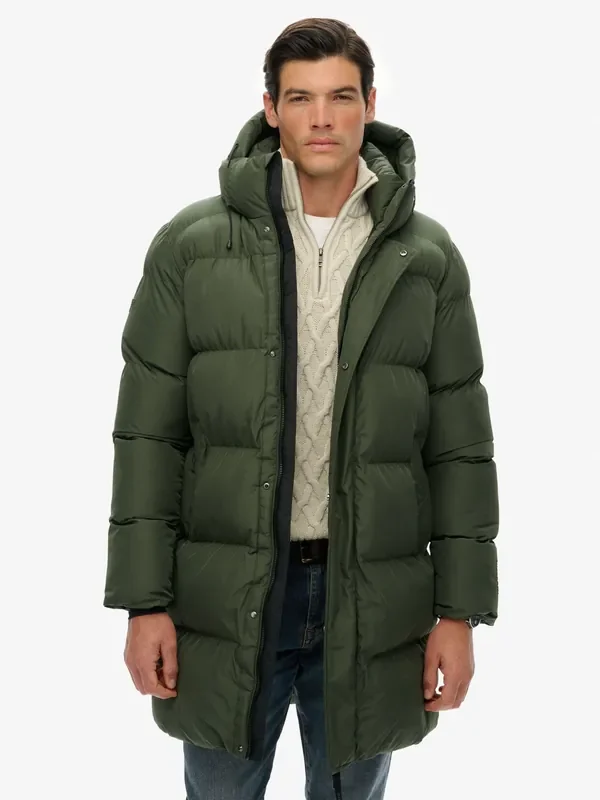 Superdry Green Hooded Sports Puffer Coat