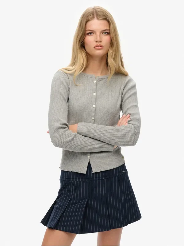 Superdry Grey Athletic Essentials Ribbed Cardigan