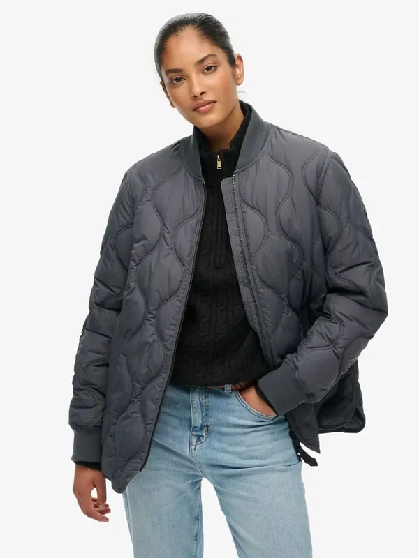Superdry Grey Short Quilted Liner Jacket