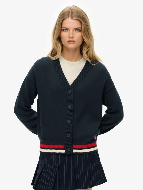 Superdry Navy Slouchy Knitted Cardigan