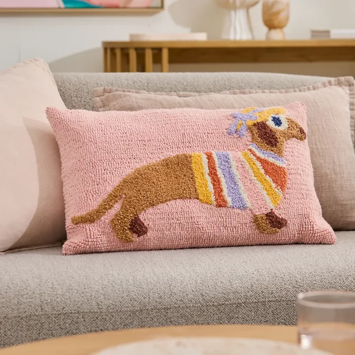 Surfside Dachshund Pink Cushion