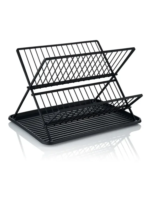 Swan Black Collapsible Dish Rack with Removable Drip Tray