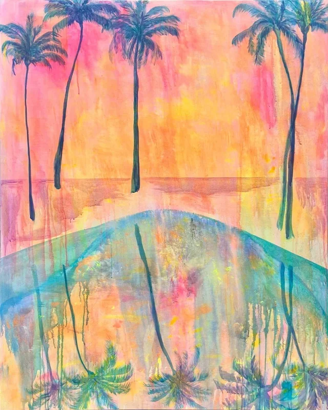 ‘Swaying Into Sunset’ (2025) Acrylic painting by Kathryn Sillince