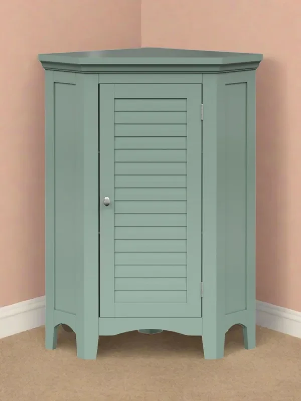 Teamson Home Sage Green Glancy One Shutter Doors Wooden Corner Stand Floor Cabinet