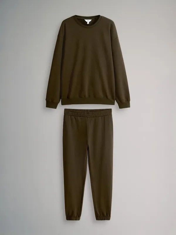 The Set Khaki Green Cuffed Sweatshirt and Joggers Set