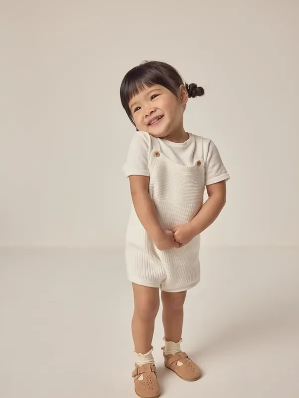 The White Company 100% Cotton Knitted White Bubble & T-Shirt Set
