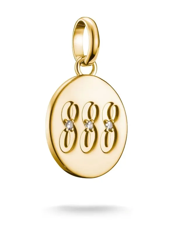 Thomas Sabo Gold Plated Charm Connect 888 Angel Number Pendant With Stones
