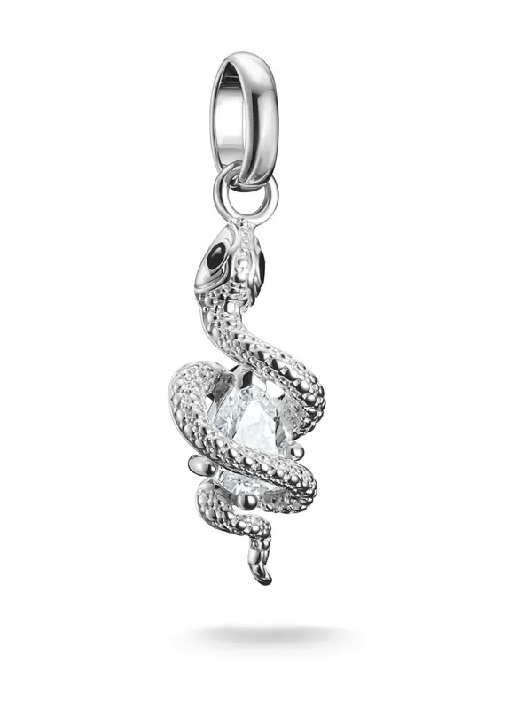 Thomas Sabo Silver Plated Charm Connect Snake Pendant With Stone