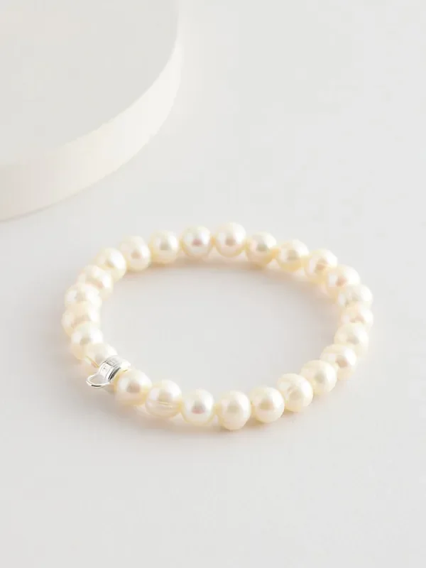 Thomas Sabo White Charm Club Bead Bracelet Rose Quartz Oval