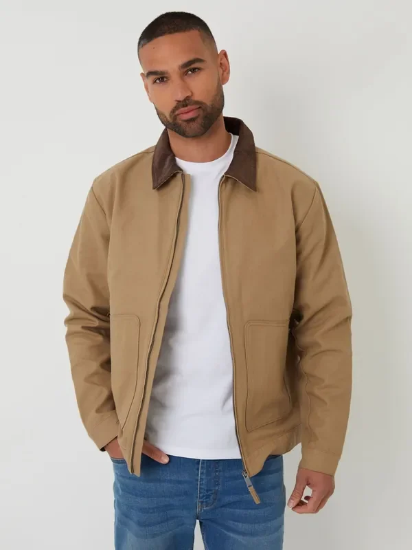 Threadbare Brown 100% Cotton Corduroy Collar Lightweight Jacket