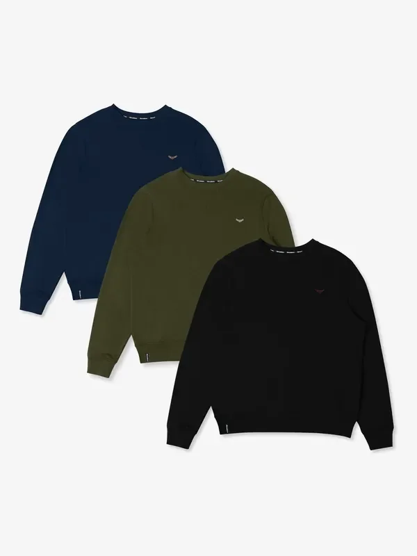 Threadbare Multi Crew Neck Sweatshirts 3 Pack
