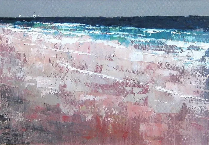 “Three Yachts Passing East Side.” (2019) Oil painting by Bill McArthur