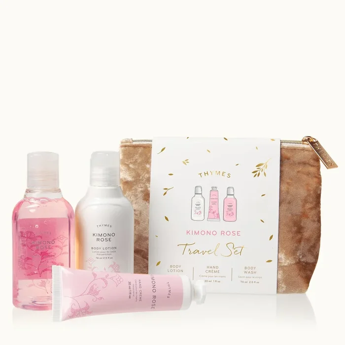 Thymes Kimono Rose Travel Set with Beauty Bag