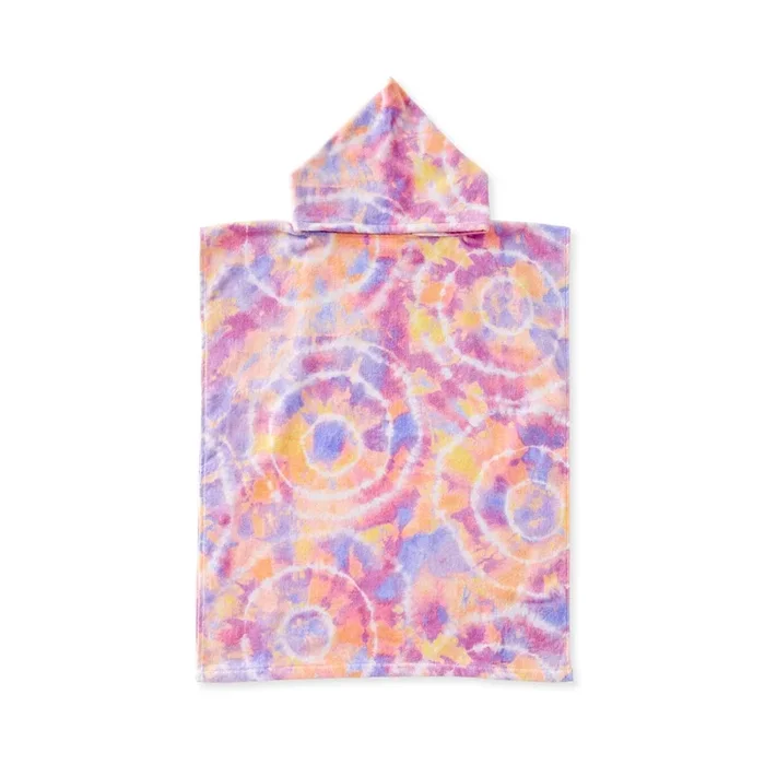 Tie Dye Pink Kids Hooded Beach Towel