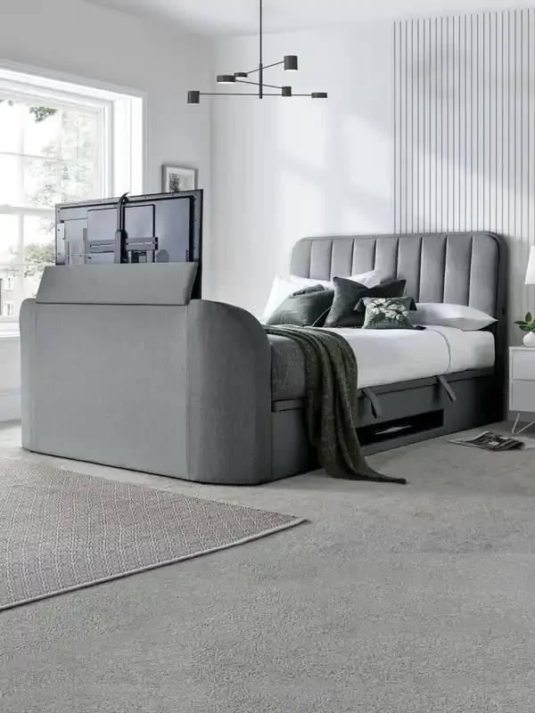 Time 4 Sleep Smoke Aspen Side Lift Ottoman Storage TV Bed