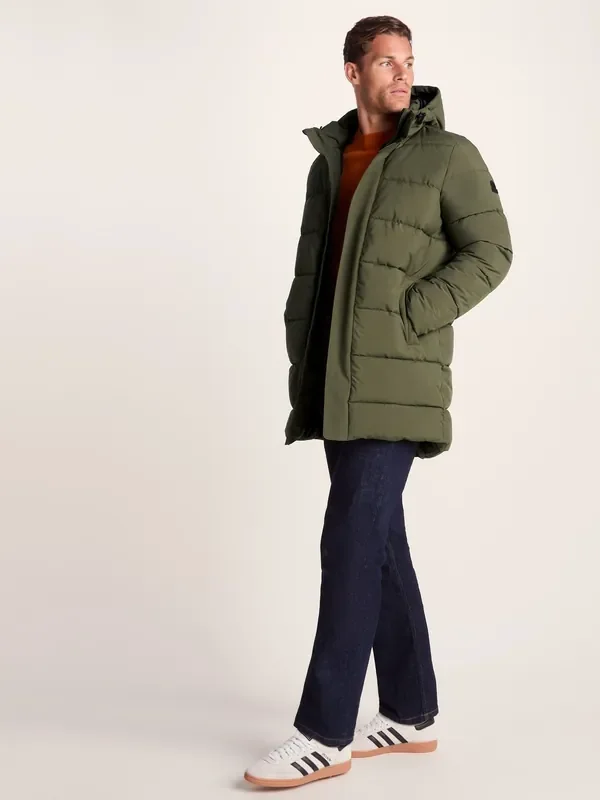 Tog 24 Green Mens Preece Padded Long Jacket