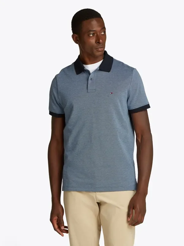 Tommy Hilfiger Light Blue Regular Fit Short Sleeve 100% Cotton Polo Shirt