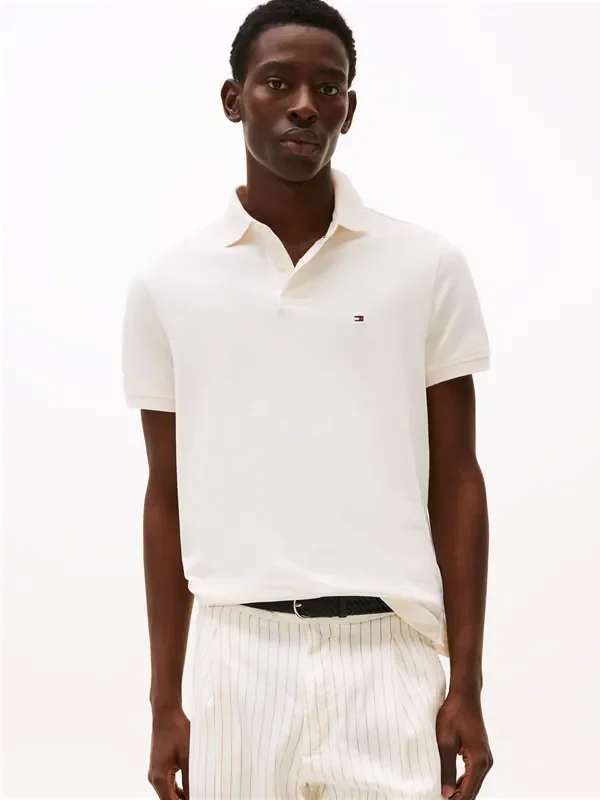 Tommy Hilfiger Off White 1985 Regular Fit Pique Polo Shirt