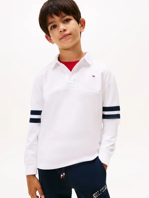 Tommy Hilfiger White Regular Fit Long Sleeve Polo Shirt