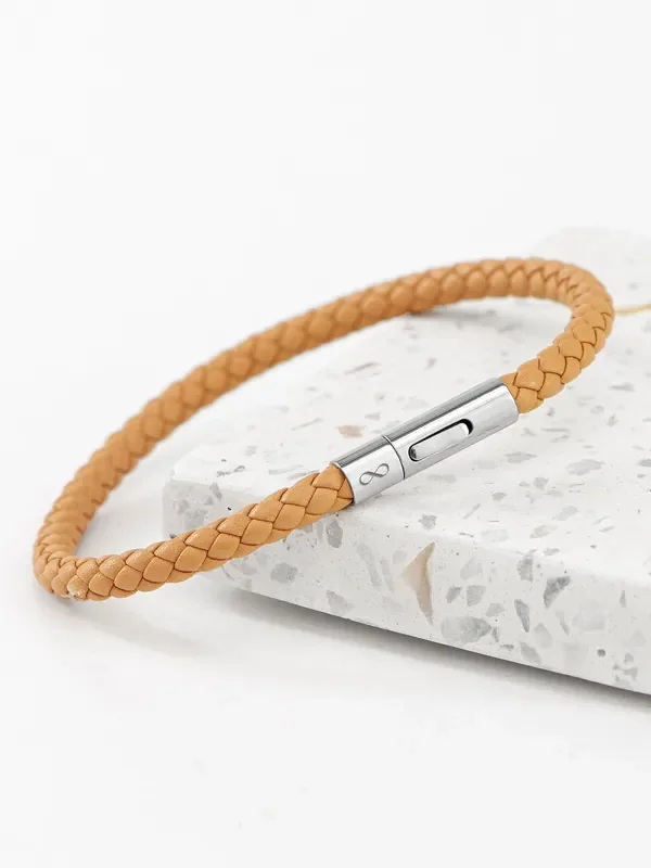 Treat Republic Mens Personalised Infinity Capsule Leather Bracelet