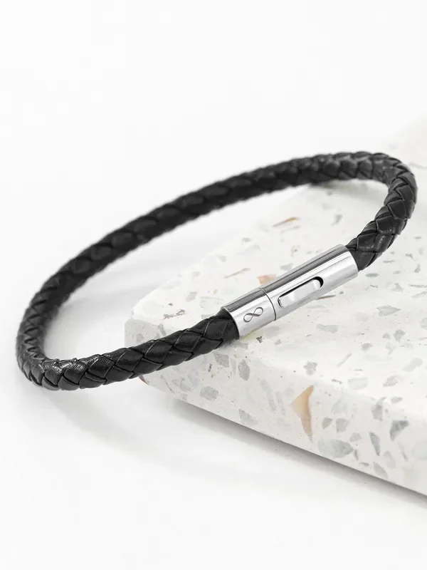 Treat Republic Mens Personalised Infinity Capsule Leather Bracelet