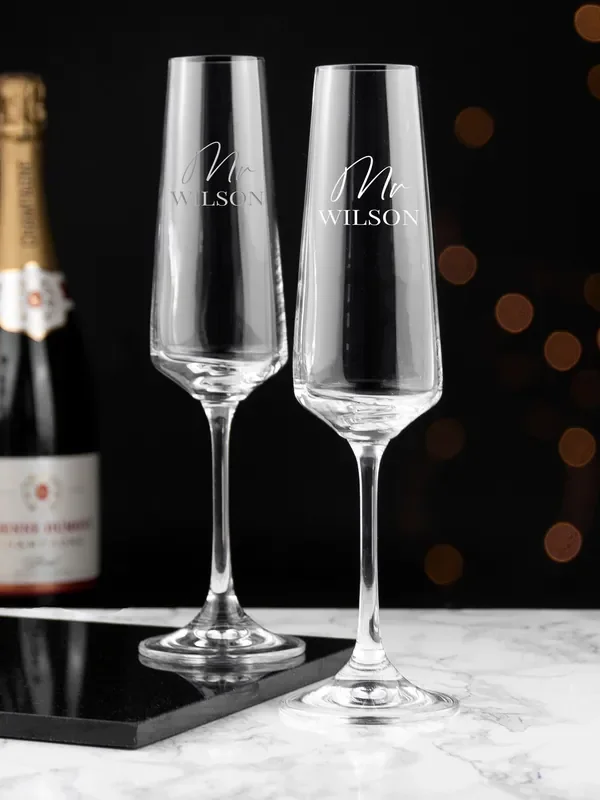 Treat Republic Personalised Couples Champagne Flute Set