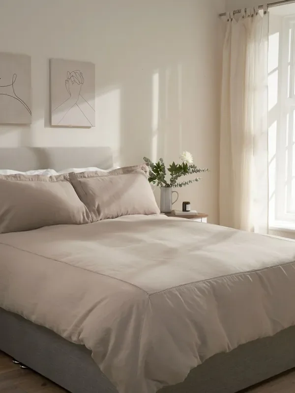Truly Mushroom Ladder Detail Linen Duvet Cover