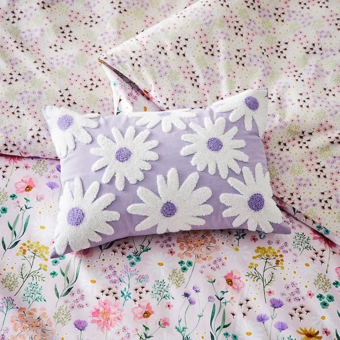 Tufted Lilac Daisy Cushion