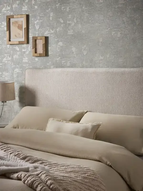 Tweedy Chenille Oyster Natural Contemporary Upholstered Headboard