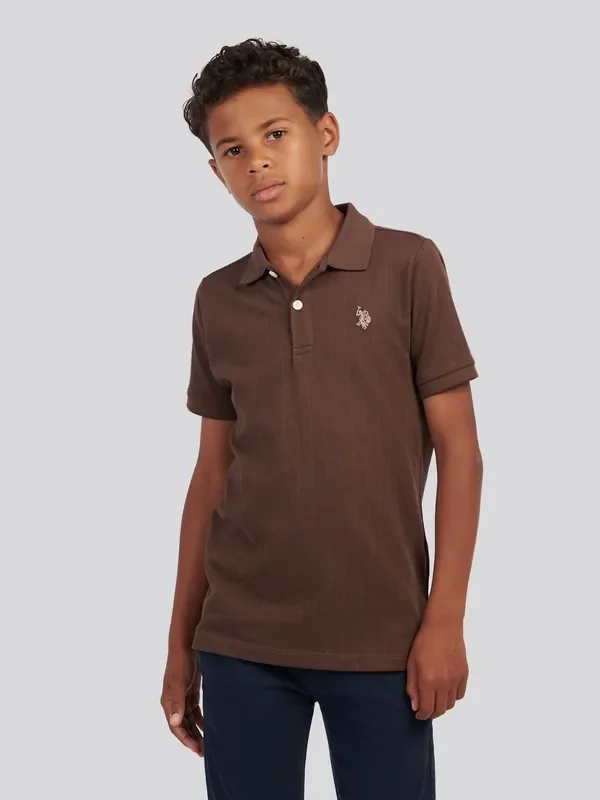 U.S. Polo Assn Brown Vertical Texture Polo Shirt