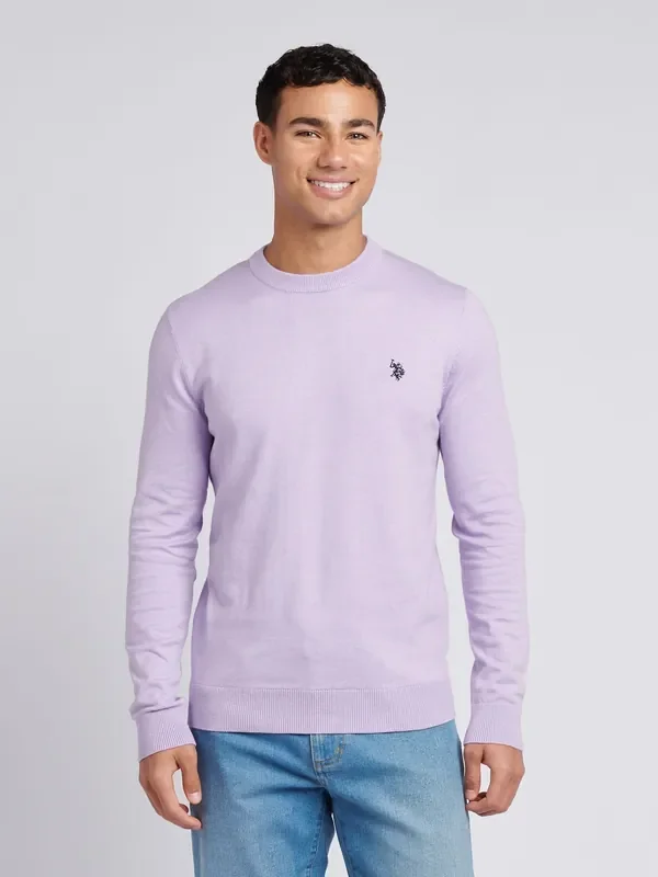 U.S. Polo Assn. Purple Mens Cotton Crew Neck Jumper