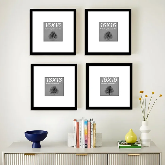 Valley Series Large Picture Frame/ Large Photo Frame for Home Decor. (Ph-1919) (Set of 4, Picture Size 16×16 Inch With Matted to 7×7 Inch)