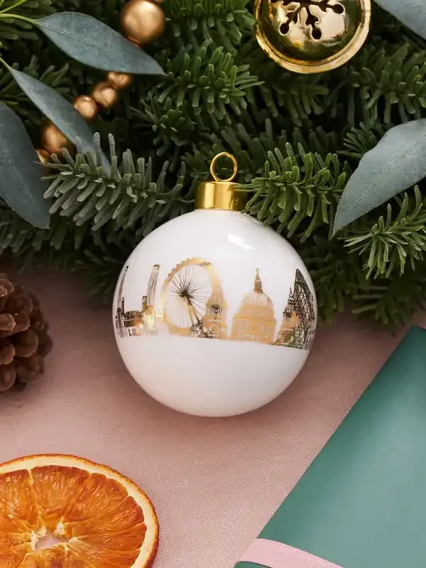 Victoria Eggs Gold and Black London Rooftops Bauble