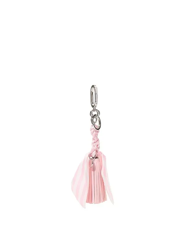 Victoria‘s Secret Iconic Stripe Pink Tassel Bag Charm Keychain