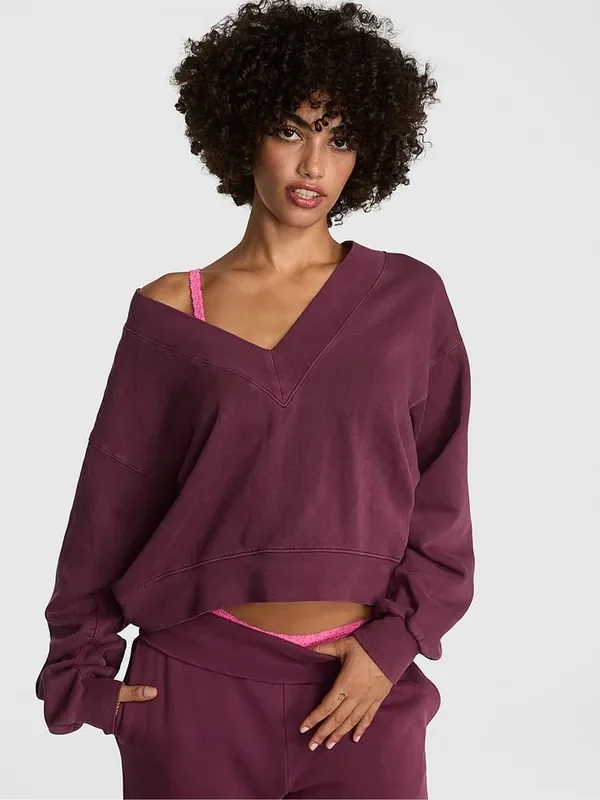 Victoria‘s Secret PINK Purple Rose Fleece Sweatshirt