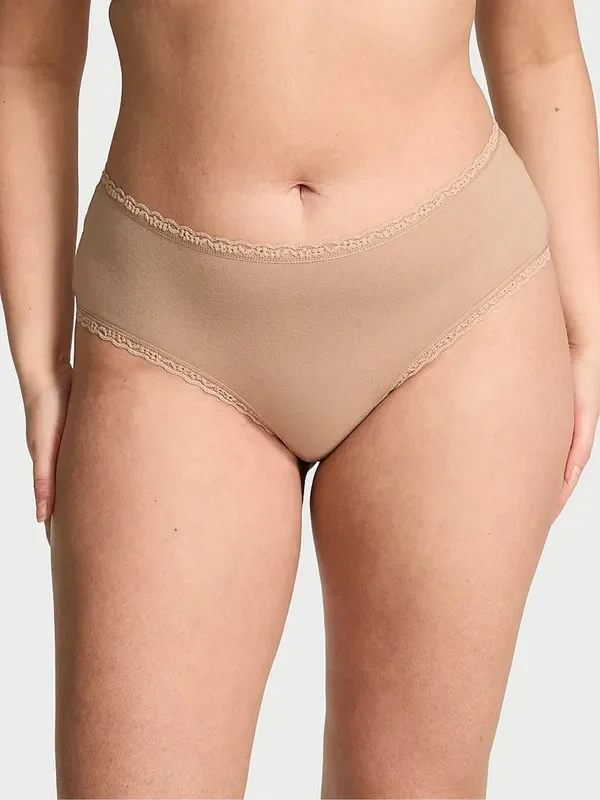 Victoria‘s Secret Praline Nude Cheeky Cotton Lace Trim Knickers