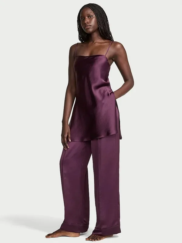 Victoria‘s Secret Winter Wine Purple Luxe Satin Tunic and Trouser Set