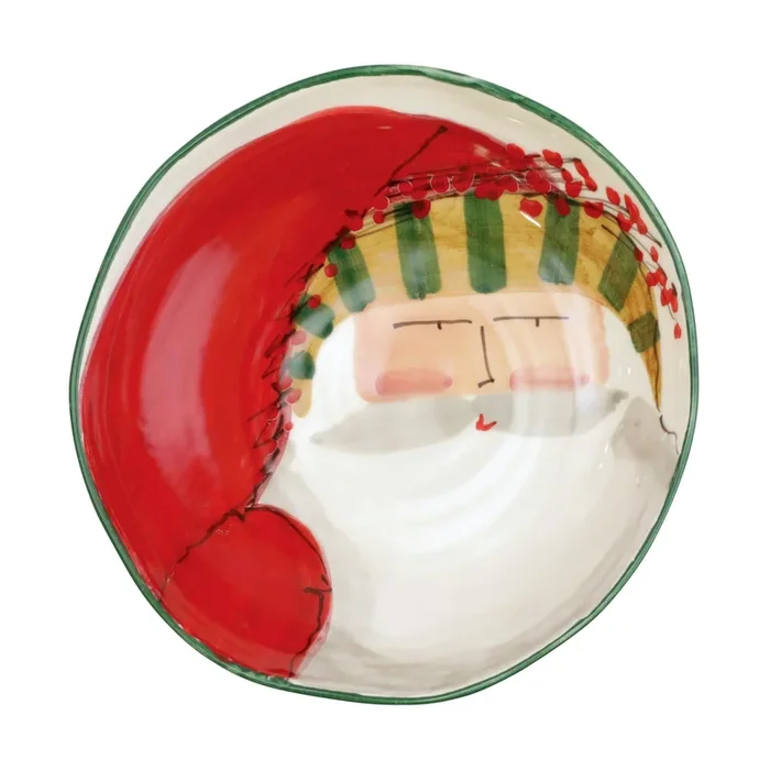 Vietri Old St. Nick Pasta Bowl, Striped Hat