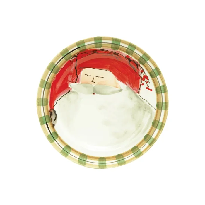 Vietri Old St. Nick Round Salad Plate, Red Hat