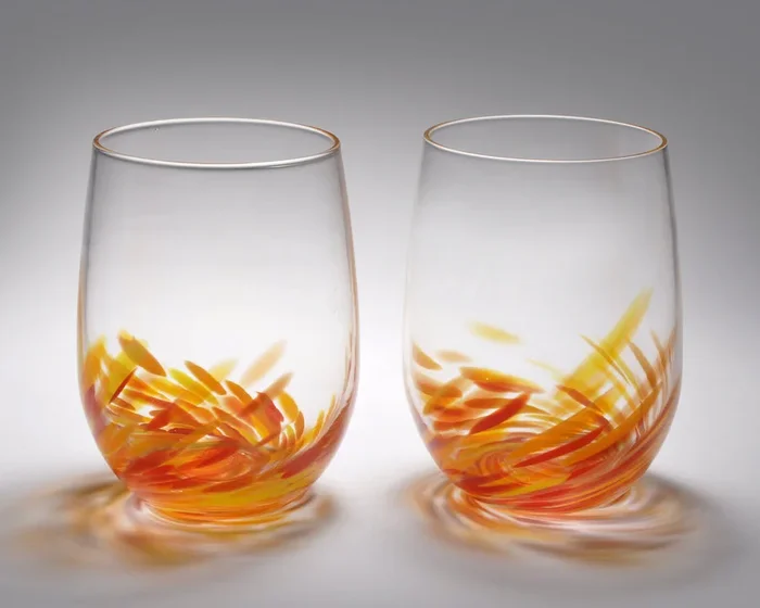 Vino Breve Glasses – Red Orange, Set of Four